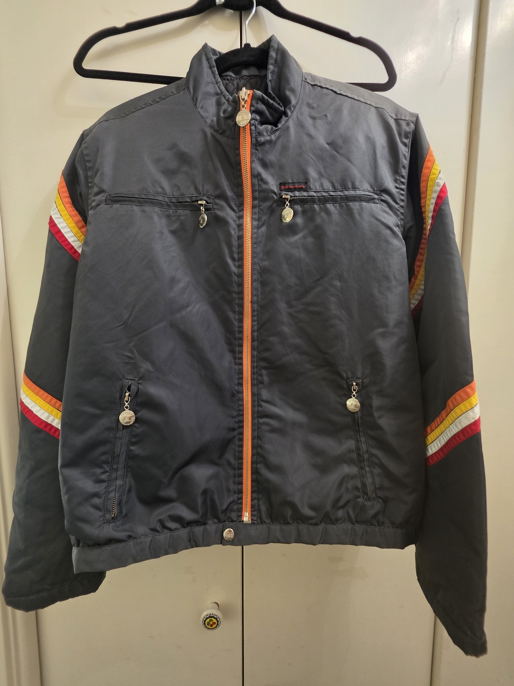 Vintage D&G Dolce & Gabbana Y2K Ittierre Racing Bomber Jacket Grey Cotton